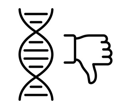 DNA helix thumbs down genetic risk defect health icon