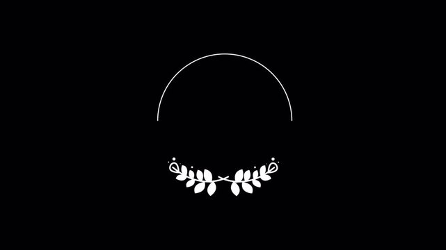 Minimalist Hand Drawn Laurel Wreath Circle Frame Animation.