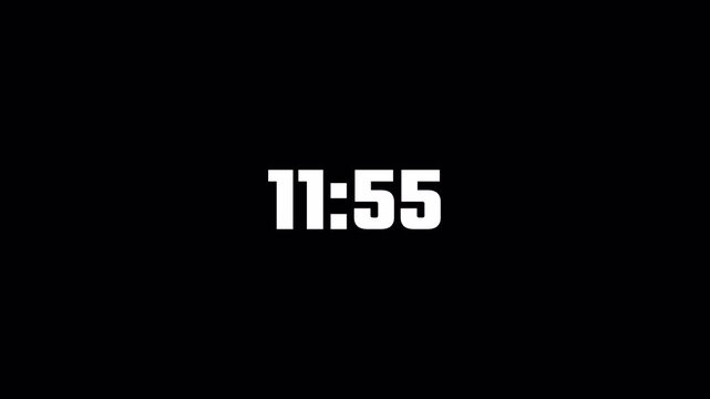 Thirteen minute countdown timer animation on transparent background in sixty seconds