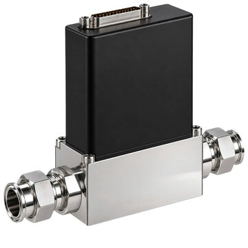 Digital Mass Flow Controller MFC Block for Semiconductor Fabrication Isolated on Transparent Background
