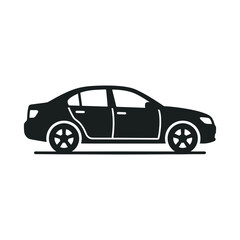 Obraz premium Silhouette of a Modern Sedan Car Side Profile.