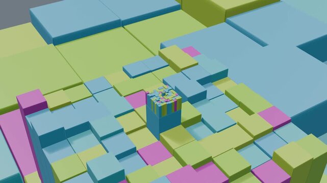 Abstract Colorful 3d boxes bg able to loop endless 4k