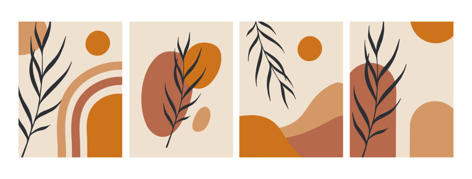Modern poster designs featuring abstract line, geometric shapes. Vector