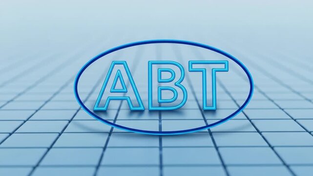 Close-up of ABT logo on grid.