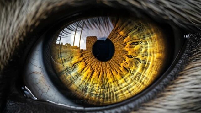 Close up of animal eye looking.