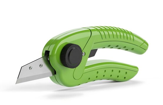 Green utility knife with retractable blade for industrial cutting tasks