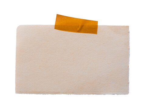 blank old paper with duct tape on white background isolated