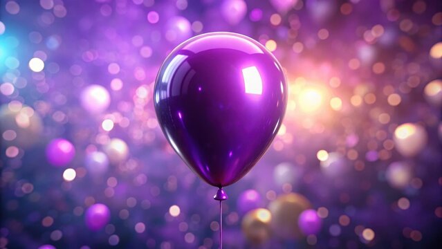 A single shiny purple balloon floats joyfully against a vibrant background