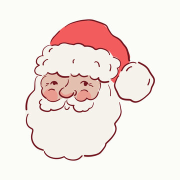 Christmas Hand Drawn vecor print. Festive Holiday clipart. Cartoon Santa