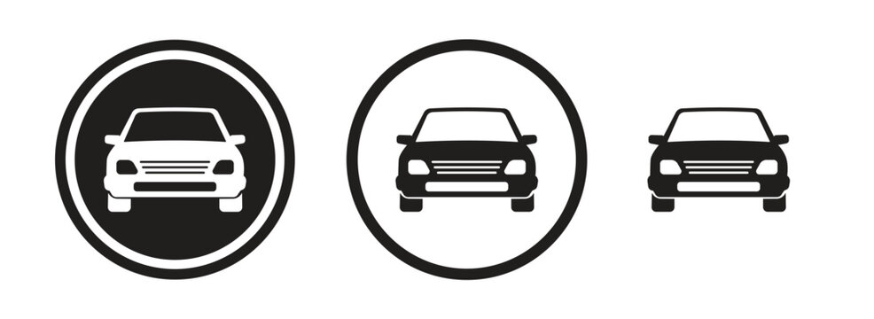 Car Front View Icon Set in Various Styles