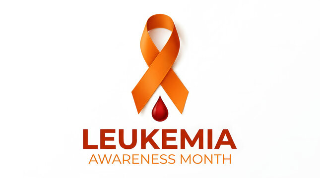 Leukemia orange ribbon watercolor awareness illustration