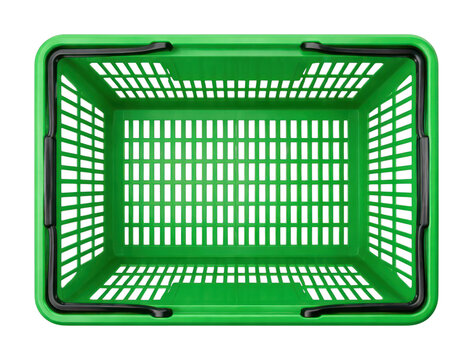 PNG Empty green plastic shopping basket.