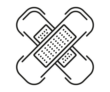 Cross adhesive bandages medical first aid plaster icon