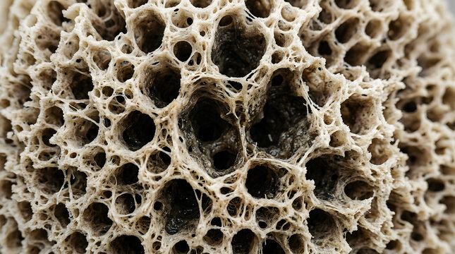 Porous bone structure illustrating osteoporosis and bone loss