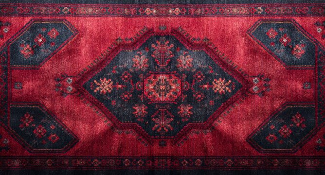 Traditional red and black oriental rug