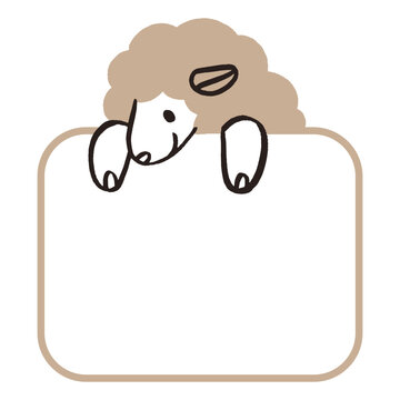 2027 Japanese New Year's Card Frame with a Sheep Peeking Over the Border