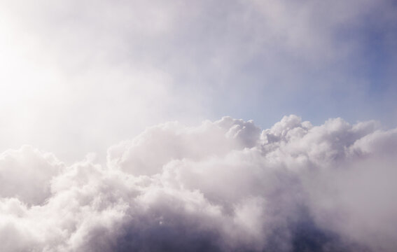 Above clouds view from volcano in Hawaii