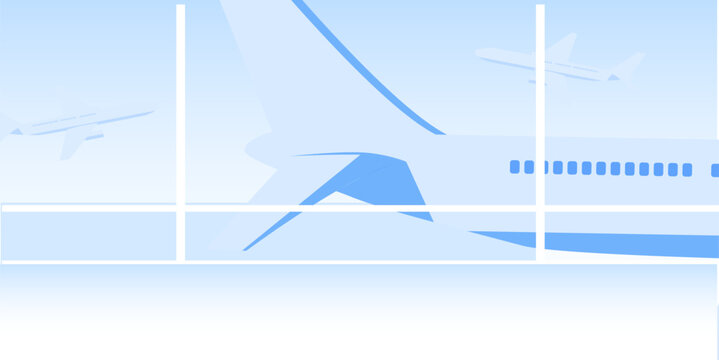 Airport Terminal Background with Airplanes, Travel and Aviation Vector Illustration