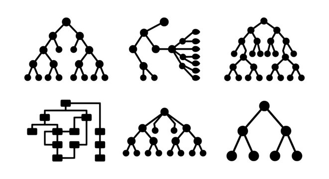 Abstract Binary Tree Data Structures, Set of 6 Variations, Computer Science Concepts