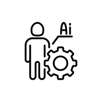 AI agent configuration thin line icon representing artificial intelligence, human-AI interaction, agent settings, system configuration, automation, and intelligent technology. Vector illustration.