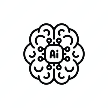 AI brain thin line icon representing artificial intelligence, neural networks, machine learning, cognitive computing, and intelligent technology. Vector illustration.
