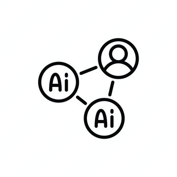 AI assistant agents thin line icon representing artificial intelligence, autonomous agents, virtual assistants, task automation, machine learning, and intelligent digital services. Vector illustration
