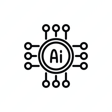 Intelligent hardware thin line icon representing artificial intelligence, smart devices, advanced computing, machine learning, embedded technology, and digital innovation. Vector illustration.