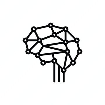 Neural brain thin line icon representing artificial intelligence, neural networks, machine learning, neuroscience, and cognitive technology. Vector illustration.