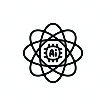 Quantum AI thin line icon representing artificial intelligence, quantum computing, machine learning, advanced algorithms, and next generation technology. Vector illustration.