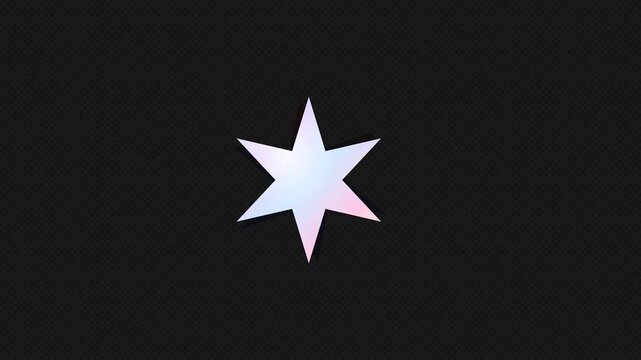Minimalist 3D animation of a glowing holographic six-pointed star spinning slowly on a solid black background.