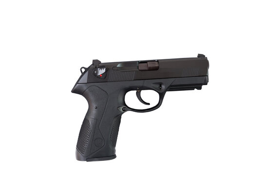 Semi automatic pistol model isolated on white background