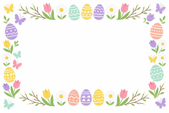 easter card with eggs and flowers