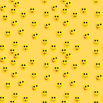 Seamless 3d pop art smiley face pattern set,cute colorful emoji background for textile and Trendyol design 