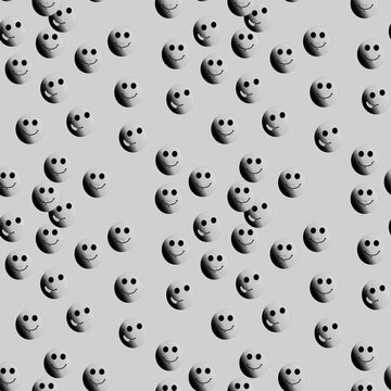 Seamless 3d pop art smiley face pattern set,cute colorful emoji background for textile and Trendyol design 