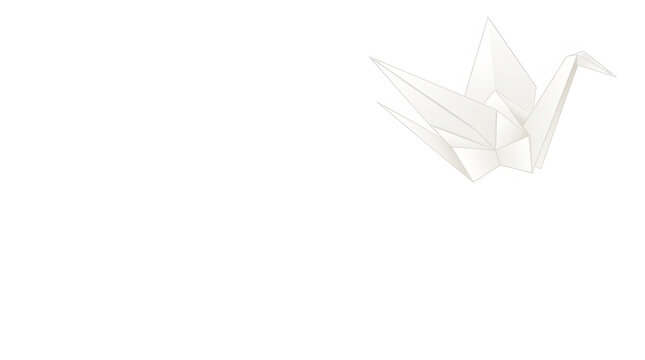 White origami crane isolated on white background