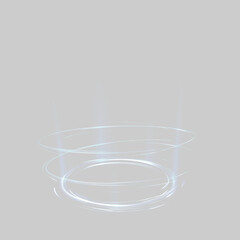 Glowing blue hologram podium with circular light effect on transparent background. Futuristic portal and sci-fi stage design element © Маша ОМЕЛЬЧЕНКО