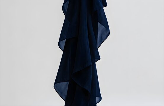 lightweight translucent fabric gently folded into flowing overlapping layers concentrated along the right side of the composition and intentionally uncluttered for generous copy space.
