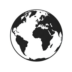 Obraz premium Black and white silhouette of Earth showing continents and oceans.
