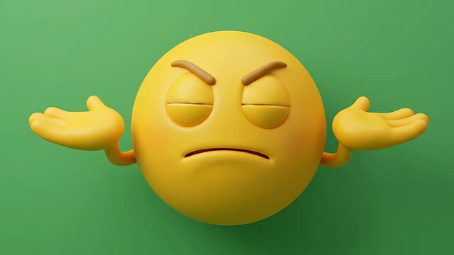 3d yellow emoticon shrugging with different facial expressions