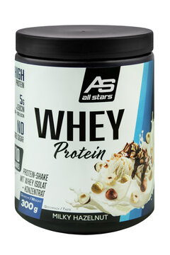 AS  All Stars Whey Protein Isolat Shake Milky Hazelnut  Hintergrund transparent PNG cut out