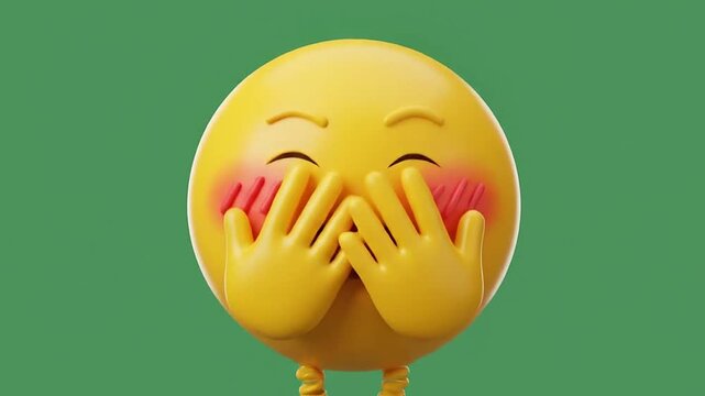 3d emoticon set with shy blushing expressions and shrugging pose