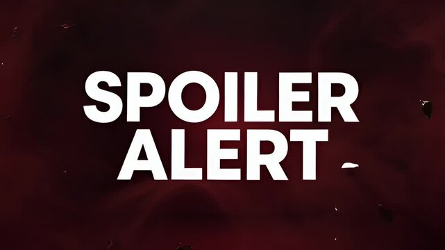 Spoiler alert text reveal through red smoke and exploding debris