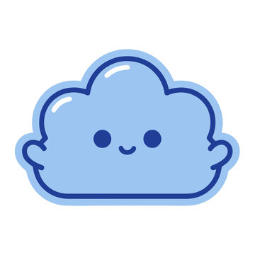 Cute blue cloud character with a happy face