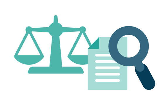 A legal balance scale under detailed magnifying inspection provides corporate compliance officers with the precision required for internal auditing