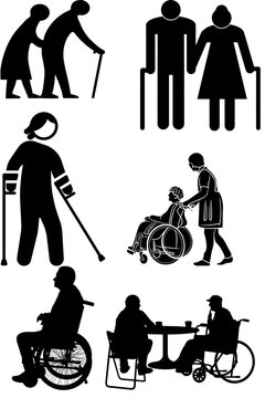 Silhouette of people with disabilities on a white background, vector illustration