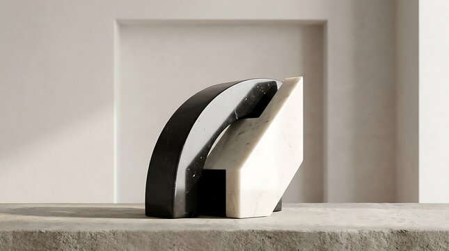 Abstract marble sculpture on stone surface