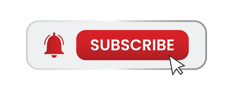 3D Subscribe Button with Like, Notification Bell and Share Icons