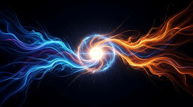 Abstract energy flow of fire and ice