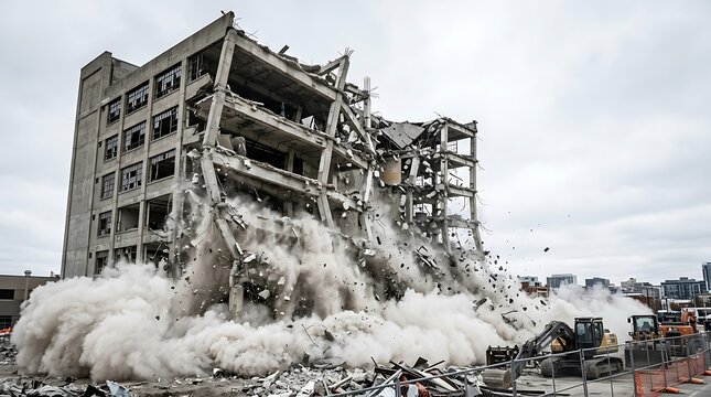 Controlled demolition of an old building