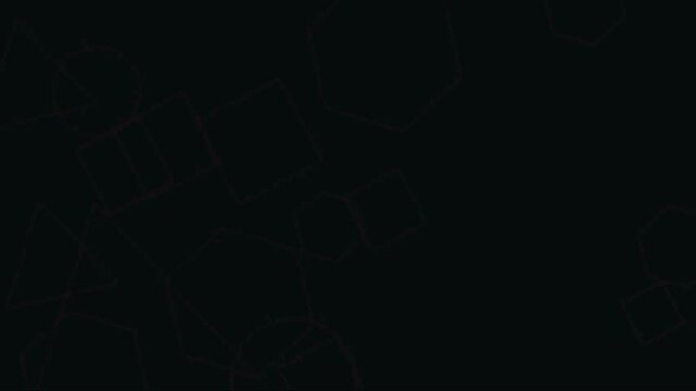 Dark abstract geometric shapes floating on a black background